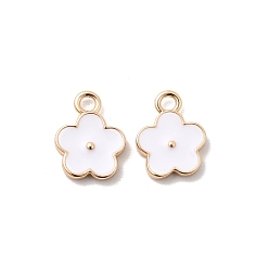 Белый Латунь эмаль подвески, , реальный 18 k позолоченный, белые, 11.5x9x2 мм, отверстие : 1.8 мм