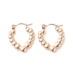 Розовое Золото Ионное покрытие (ip) 304 массивные серьги-кольца из нержавеющей стали для женщин, розовое золото , 22x20 мм, штифты : 0.8 мм