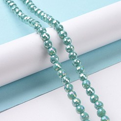 Light Sea Green Electroplate Opaque Solid Color Glass Beads Strands, AB Color Plated, Faceted(96 Facets), Round, Light Sea Green, 5~6mm, Hole: 1~1.2mm, about 95pcs/strand, 20.87''(53cm)