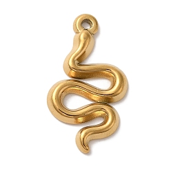 Настоящее золото 18K Ионное покрытие (ip) 304 подвески из нержавеющей стали, очарование змеи, реальный 18 k позолоченный, 20x11x2 мм, отверстие : 1.1 мм