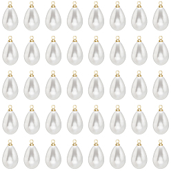 Настоящее золото 18K 50подвески из искусственного жемчуга из абс-пластика, с латунной фурнитурой , капля, реальный 18 k позолоченный, 17.5x10x10 мм, отверстие : 1.6 мм