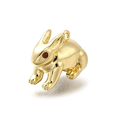 Настоящее золото 14K Латунные микро проложить кубического циркония подвески, кролика прелести, реальный 14 k позолоченный, 9x13.5x7 мм, отверстие : 0.9 мм