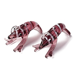 Темно-Красный Подвески лэмпворк ручной работы, креветки прелести, темно-красный, 19x35x18.5 мм, отверстие : 2.5x3 мм