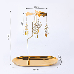 Золотой Тканая сетка/паутина с железным пером, вращающийся деревянный подсвечник для чайной свечи в виде лошади, для любителей свечей, романтическая свадьба, Рождественская вечеринка (не включая поднос для полотенец), золотые, 200 мм
