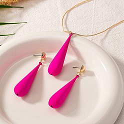 Фуксиновый Комплекты из ожерелий с подвесками в виде капли и серег-гвоздиков, золотые, красно-фиолетовые, 400 мм