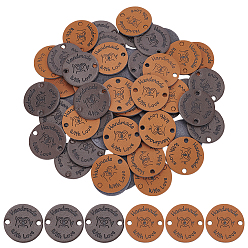 Плоский Круглый 60 шт. 2 стили этикетки из искусственной кожи, для джинсов своими руками, , обуви, аксессуары для шляп, плоско-круглые, 25x1 мм, отверстие : 3 мм, 30 шт / стиль