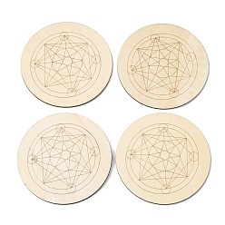 Polygon Сакральная геометрия деревянная сетка, Кристаллические решетки и подставки под алтарь с лазерной гравировкой, круглые, многоугольник, 100x2.5 мм
