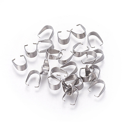Stainless Steel Color 201 Stainless Steel Snap on Bails, Stainless Steel Color, 14x11x7mm