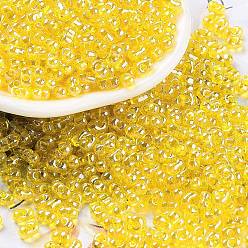 Золотистый Бисер из стекла , прозрачные цвета блеск, арахис, золотые, 2~2.5x4x2 мм, отверстие : 0.8~0.9 мм, Около 15000 шт / фунт