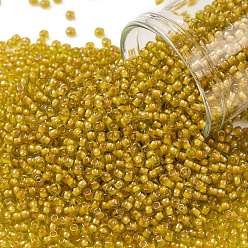 (302) Inside Color Jonquil/Apricot Lined Круглые бусины toho, японский бисер, (302) внутри цвета жонкиль / абрикос на подкладке, 11/0, 2.2 мм, отверстие : 0.8 мм, Около 50000 шт / фунт