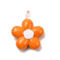 Темно-Оранжевый Подвески лэмпворк ручной работы, цветок, темно-оранжевый, 27.5~28.5x22.5~23x8~9 мм, отверстие : 1.8 мм