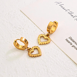 Золотой Элегантные полые серьги-кольца из нержавеющей стали в форме сердца, золотые, 30x14 мм