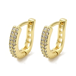 Настоящее золото 18K Серьги-кольца из латуни с микропаве и прозрачным кубическим цирконием для женщин, реальный 18 k позолоченный, 10.5x2.5 мм