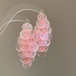 Pink Серьги с болтами, плоско-круглые, с булавками стерлингового серебра, розовые, 86x40 мм