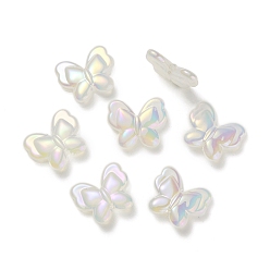 Белый УФ-покрытие радужное радужное имитация желе акриловые бусины, бабочка, белые, 19x22.5x6 мм, отверстие : 2.5 мм