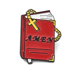 Book Religion Enamel Pins, Alloy Lapel Pin Backs for Backpack Clothes, Black, Red, Holy Bible, 29x21mm