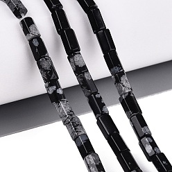 Snowflake Obsidian Natural Snowflake Obsidian Beads Strands, Hexagonal Prism, 5~7.5x3.5~4.5mm, Hole: 0.6~0.8mm, about 57~64pcs/strand, 14.76~15.55 inch(37.5~39.5cm)