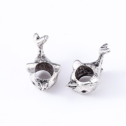 Античное Серебро Сплавочные европейские бусины, бусины с большим отверстием, без кадмия и без свинца, 3 в форме дельфина, античное серебро, 10.5x8.5x5 мм, отверстия: 4.5 mm, о 1080 шт / 1000 г.