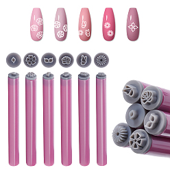 Серо-розавый 6 шт. 6 стили pp пластиковые штампы для дизайна ногтей наборы ручек, инструмент для создания шаблона для ногтей, увядшая роза, 10.4x1 см, 1 шт / стиль