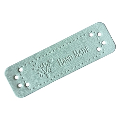 Бледно-Зеленый Маленькая этикетка из искусственной кожи, для самодельных сумок для одежды ручной работы, прямоугольник со словом ручной работы, бледно-зеленый, 50x15 мм