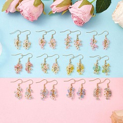 (52) Непрозрачная лаванда Акриловые серьги-подвески в виде цветка, с 304 нержавеющей стали серьги крючки, золотые, разноцветные, 38 мм, 12 пар / набор