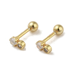 Золотой 925 женские серьги из стерлингового серебра с микропаве из циркония, хрящевые серьги, с синтетическим лунным камнем, золотые, 5x2.5 мм