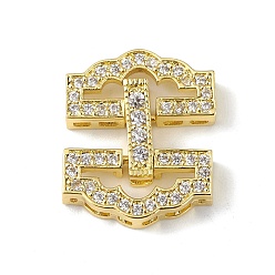 Real 18K Gold Plated Rack Plating Brass Micro Pave Clear Cubic Zirconia Watch Band Clasps, Cadmium Free & Lead Free, Long-Lasting Plated, Real 18K Gold Plated, 17x15x4mm, Hole: 1x0.5mm