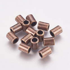 Red Copper Tibetan Style Alloy Beads, Column, Cadmium Free & Nickel Free & Lead Free, Red Copper, 8x6mm, Hole: 3.5~4mm