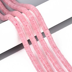 Розовый Кварц Природного розового кварца нитей бисера, диск, Heishi бусы, 6x1~2 мм, отверстие : 0.9 мм, около 233~248 шт / нитка, 15.16~15.55'' (38.5~39.5 см)