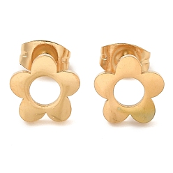 Цветок 304 из нержавеющей стали серьги, золотые, цветок, 8.5x9 мм