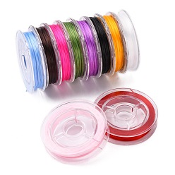 Mixed Color Strong Stretchy Beading Elastic Thread, Flat Elastic Crystal String, Mixed Color, 0.8mm, about 10.93 yards(10m)/roll
