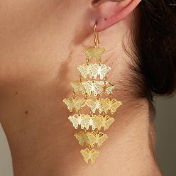 Золотой Винтажная полая бабочка 201 серьги-подвески из нержавеющей стали, золотые, 85x35 мм