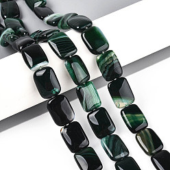 Темно-Зеленый Природный агат бисер нитей, окрашенные, прямоугольные, темно-зеленый, 17~19x13~14x5~6.5 мм, отверстие : 1 мм, около 22 шт / нитка, 15.55~15.75 дюйм (39.5~40 см)