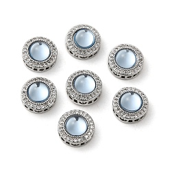 Небесно-голубой Латунные микро проложить кубического циркония многожильных ссылки, со смолой имитация аквамарина, плоско-круглые, без кадмия, без никеля и без свинца, Реальная платина, голубой, 10x5.5 мм, отверстие : 1.2 мм