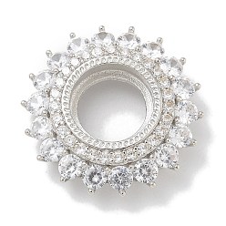 Платина Стойка покрытие латунь микропаве прозрачный кубический цирконий кабошон соединительные настройки, долговечный, без свинца и без кадмия, цветок, платина, лоток : 10 мм, 22.5x5.8 мм, отверстие : 1x2 мм