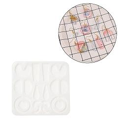 Mixed Shapes DIY силиконовые формы кулон, формы для литья смолы, для уф-смолы, изготовление изделий из эпоксидной смолы, белые, разнообразные, 98x103x4.5 мм, отверстие : 1.5 мм, внутренний диаметр: 9~34x10.5~31.5 мм