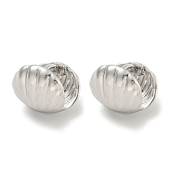 Платинированный Серьги-кольца из латуни в форме ракушки, Реальная платина, 9x11 мм