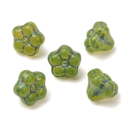 Yellow Green Handmade Lampwork Bead Caps, Flower, Yellow Green, 7x8.5x8.5mm, Hole: 1mm, about 240pcs/bag