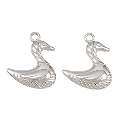 Platino 304 colgantes de acero inoxidable, encantos de pato, Platino, 22x18x2.5 mm, agujero: 2 mm