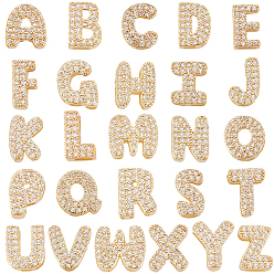 Letter A~Z 26 шт. 26 стили латунные микропаве прозрачные кубические циркониевые подвески, Письмо ~ Z, 10~11x5~11.5x4.5 мм, отверстие : 1.8~4x1.8 мм, 1 шт / стиль