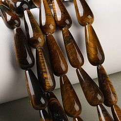 Тигровый глаз Природных тигровый глаз бисер нитей, слеза, 20~21x7~8.5 мм, отверстие : 1 мм, около 19 шт / нитка, 15.39~15.55'' (39.1~39.5 см)