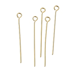 Настоящее золото 24K Латунные булавки, без свинца и без кадмия, реальный 24 k позолоченный, 30x3x0.6 мм, отверстие : 1.8 мм