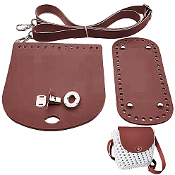 Coconut Brown 1 Bag Handmade PU Leather Crochet Shoulder Bag Accessories Kits, Including Bag Bottoms and Straps, Coconut Brown, 600~1250mm