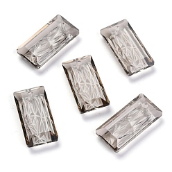 Сатин Подвески из тисненого стекла со стразами, прямоугольные, граненые, атлас, 20x10x5 мм, отверстие : 1.6 мм