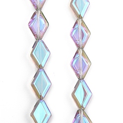 чертополох Стеклянные бусины с гальваническим покрытием , ромб, AB цвет, чертополох, 15x10x5 мм, отверстие : 1 мм, около 43 шт / нитка, 25.39'' (64.5 см)