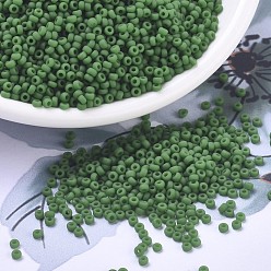(RR411F) Matte Opaque Green MIYUKI Round Rocailles Beads, Japanese Seed Beads, 11/0, (RR411F) Matte Opaque Green, 2x1.3mm, Hole: 0.8mm, about 5500pcs/50g