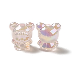 PeachPuff UV Plating Rainbow Iridescent Acrylic Beads, Baby Girl with Bear Clothes, PeachPuff, 17.5x16.5x14mm, Hole: 3.5mm