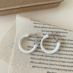 Белый Серьги-кольца из эпоксидного сплава, платина, белые, 30 мм