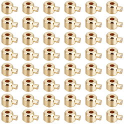 Настоящее золото 14K 100 шт. латунные обжимные бусины, долговечный, колонка, реальный 14 k позолоченный, 4.5x3.5x2.5 мм, отверстие : 0.9 мм