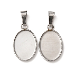 Нержавеющая Сталь Цвет 304 Настройки кабошон из нержавеющей стали кулон, овальные, цвет нержавеющей стали, лоток : 10.5x14.5 мм, 18x11x1.5 мм, отверстие : 2.5x6.5 мм